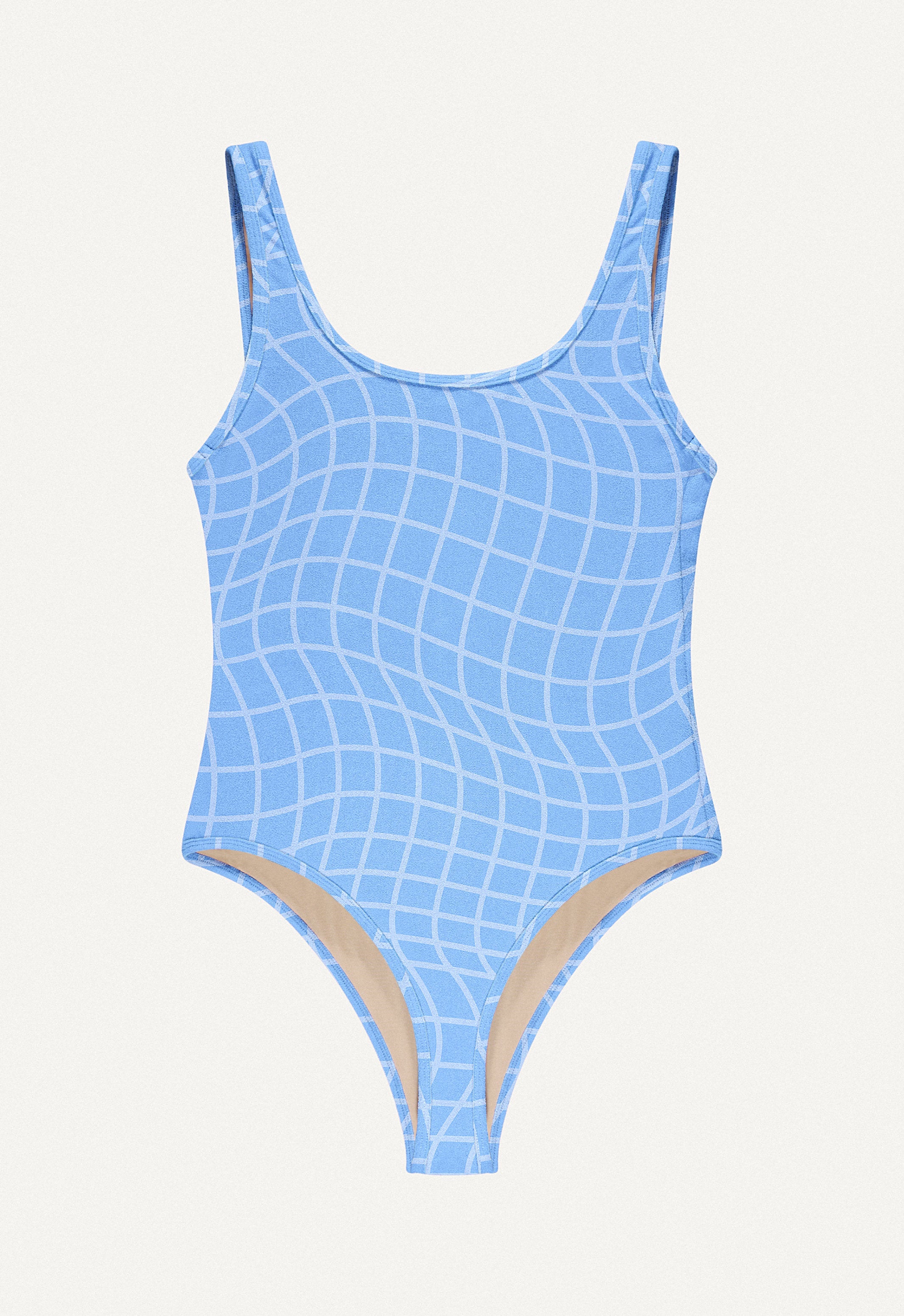 Surf Swimsuit "Zephyr" in blue pool print terry