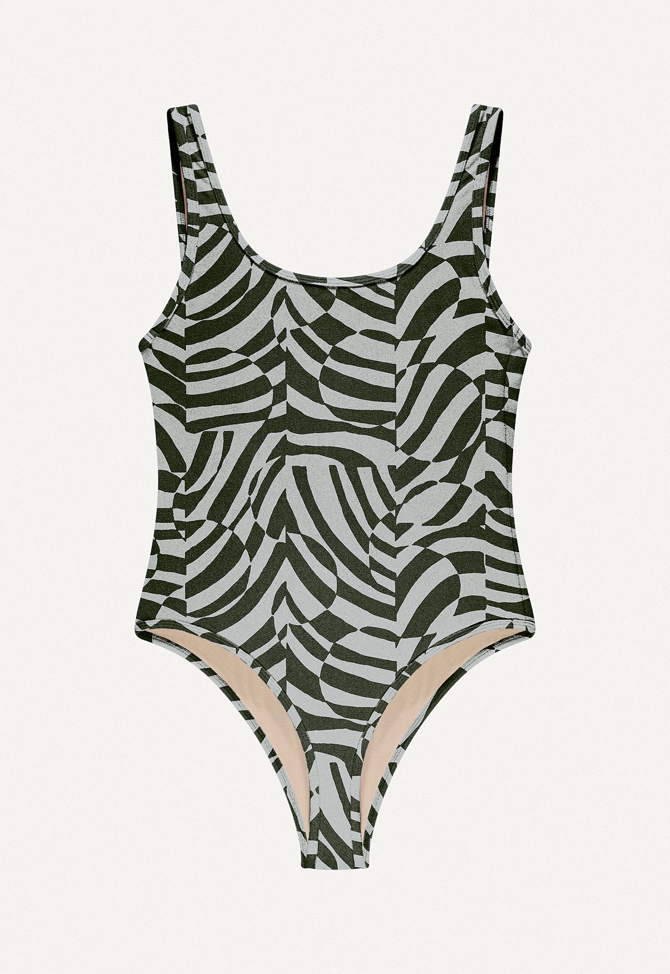 Badeanzug „Zephyr“ in Unreal Zebra Print Frottee