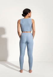 Yoga Leggings „Larimar“ in Blau gerippt 2