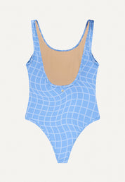 Surf Swimsuit "Zephyr" in blue pool print terry