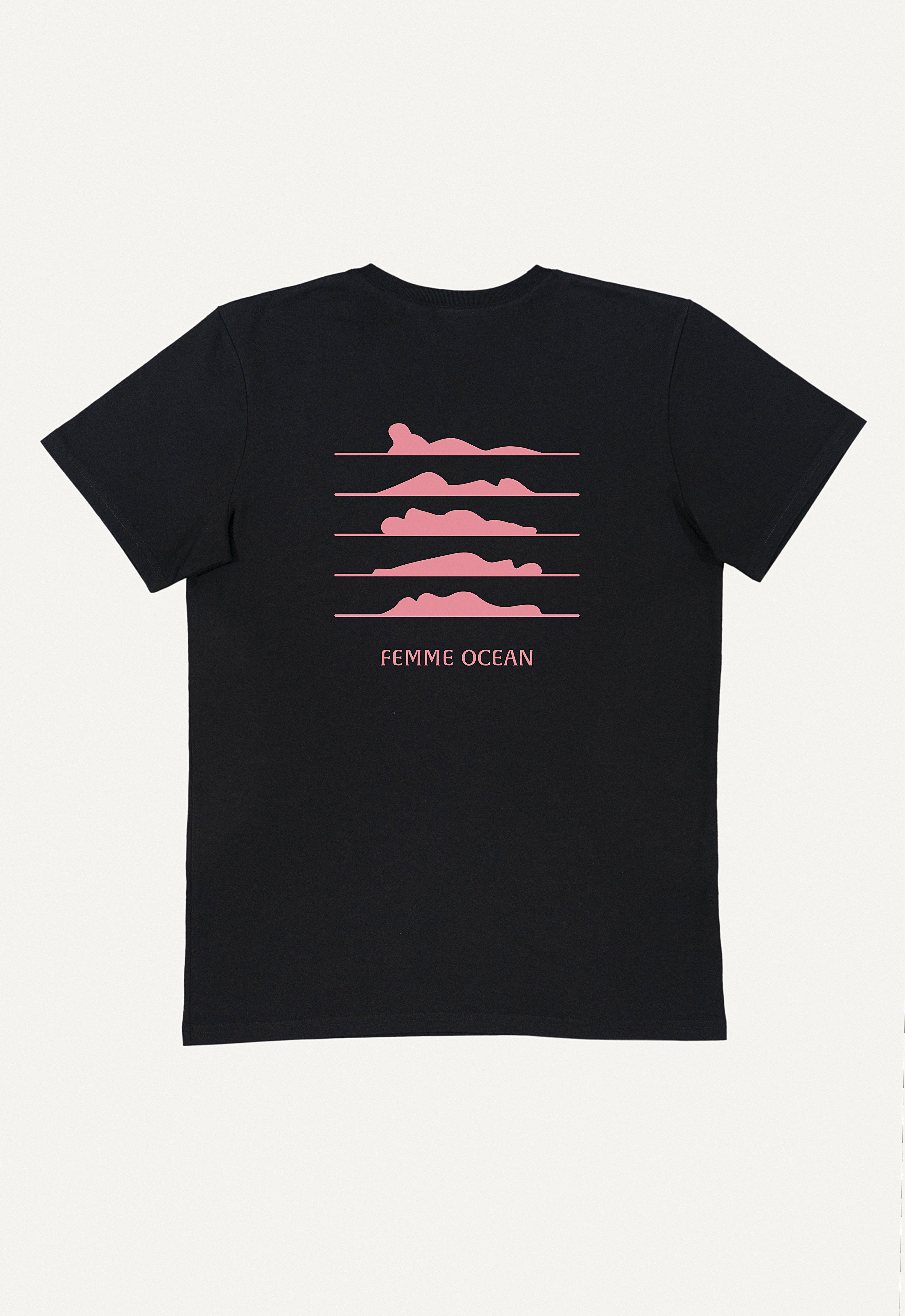T-Shirt Unisex in black / “Femme Ocean” in rose