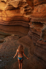 Bikini Hose „Hawaii“ in Teal & Frost Blau 4