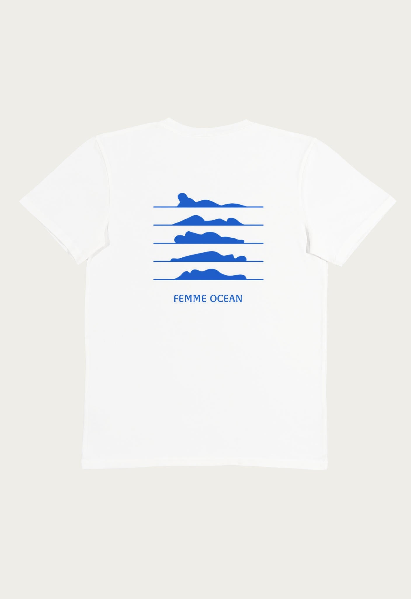 T-Shirt Unisex in Off White / „Femme Ocean“ in Blau 1